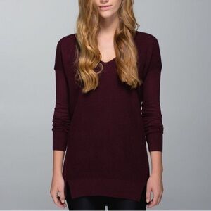 Lululemon Side Small The Sweater Life Waffle Knit Heathered Bordeaux Drama